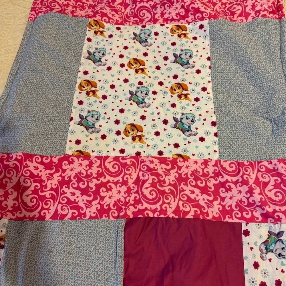 Beautiful Quality Paw Patrol Reversible Handmade Quilt 29” x 47.5 EUC